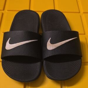 Nike Black Slides with White Logo